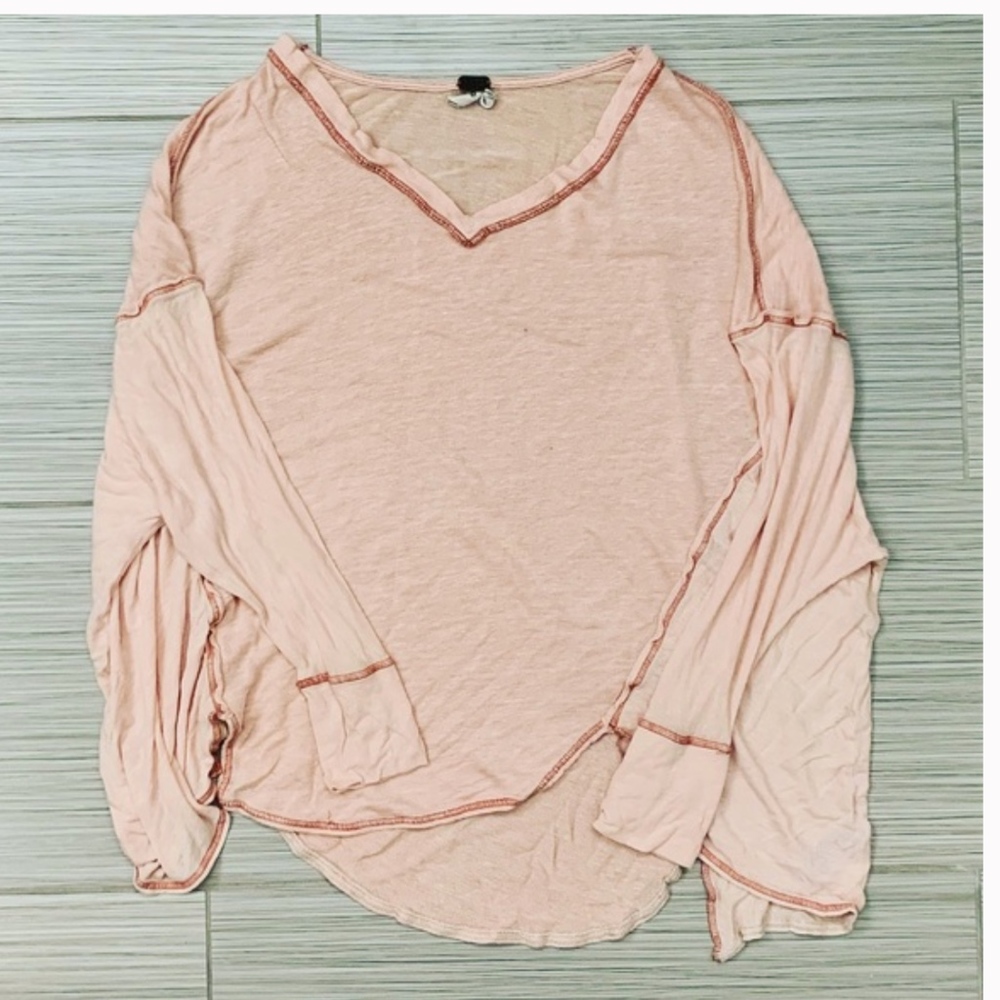Free People Pink Long Sleeve Top